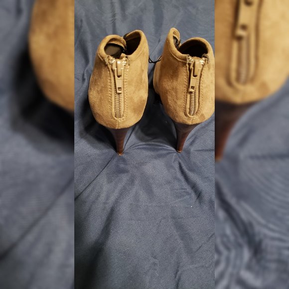 Charming Charlie Tan Suede Peep Toe Shoe - Picture 3 of 5